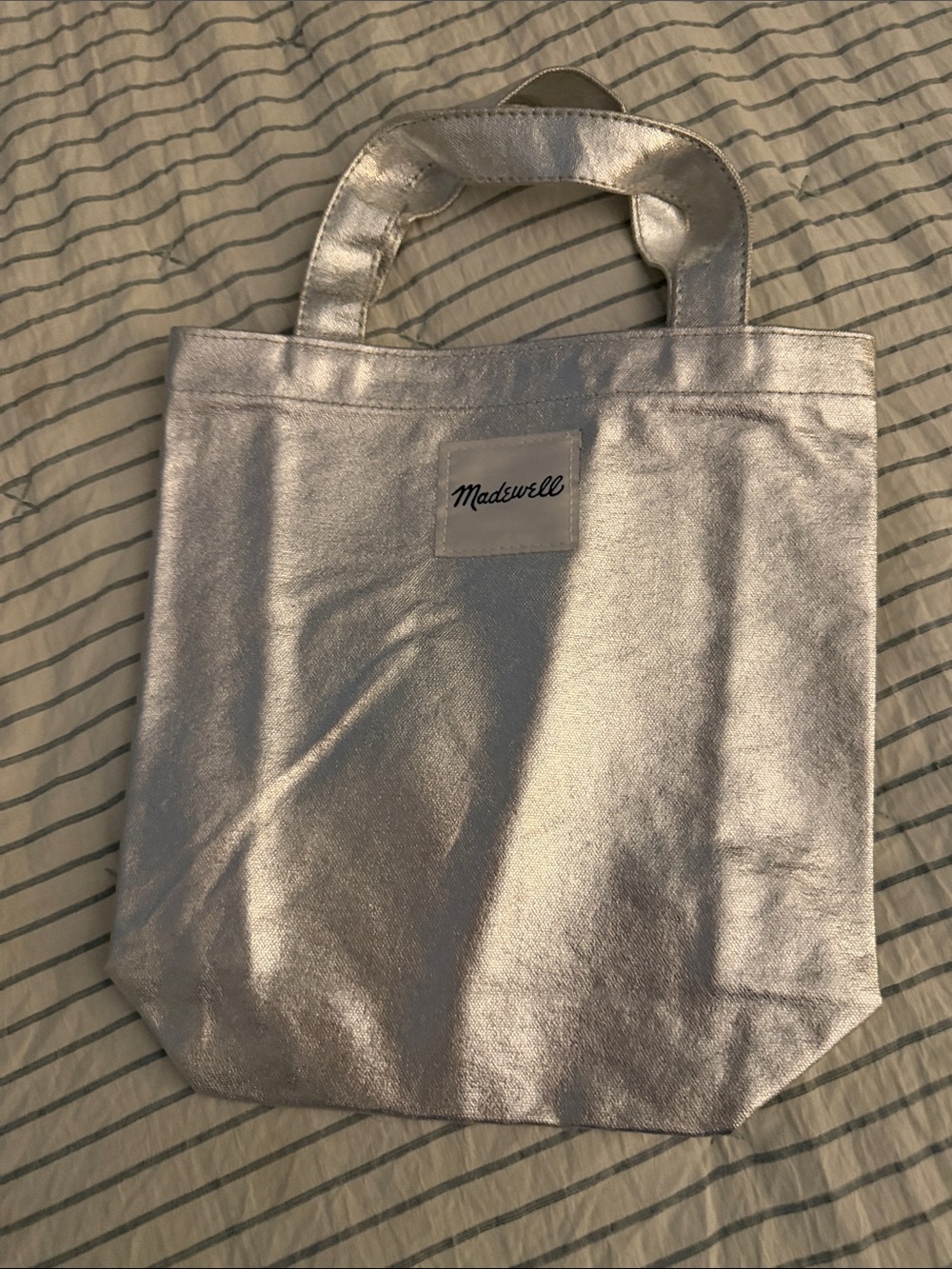 Madewell Metallic silver Tote Bag w/Canvas interior